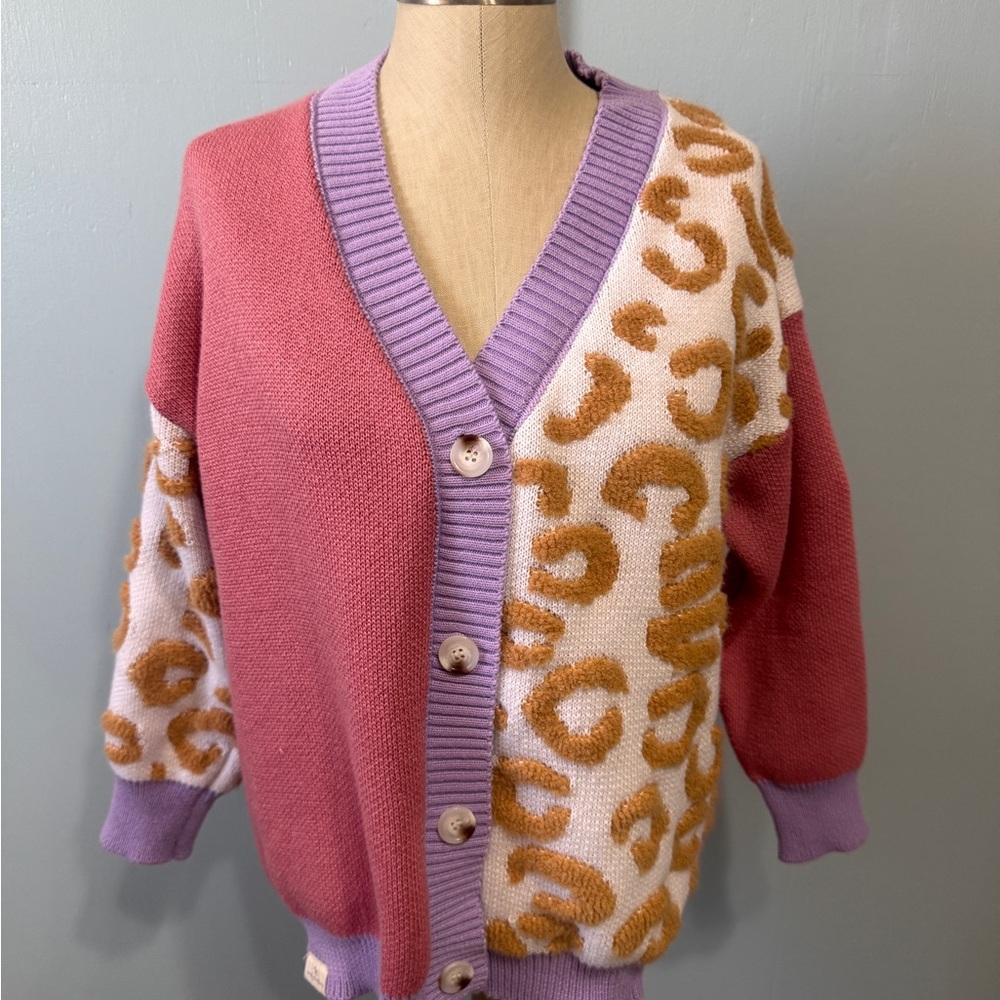 Simply Southern Pink and Tan Leopard Cardigan